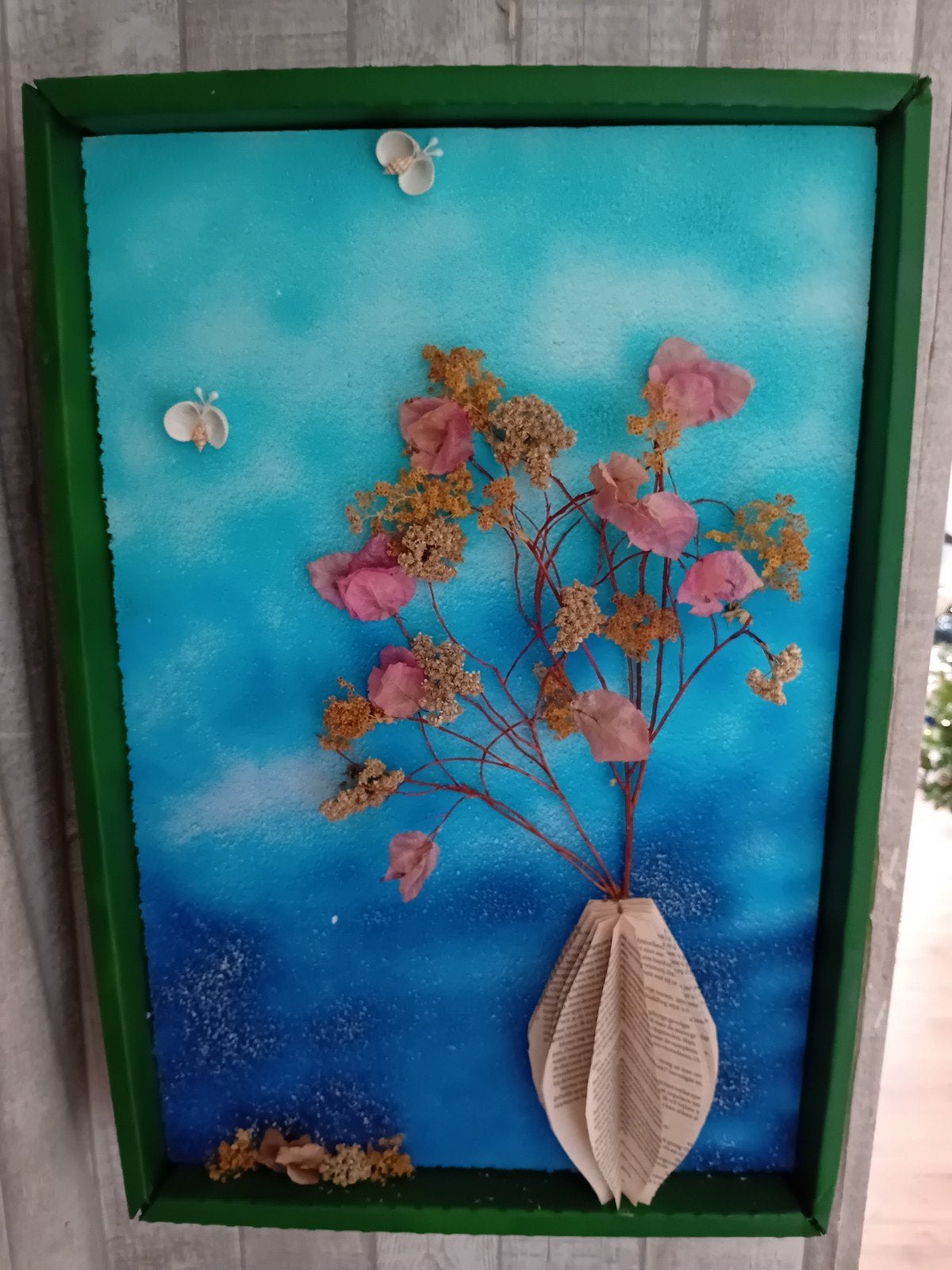 Uniek handgemaakt 3D kunstwerk met gedroogde bloemen, Ophalen of Verzenden