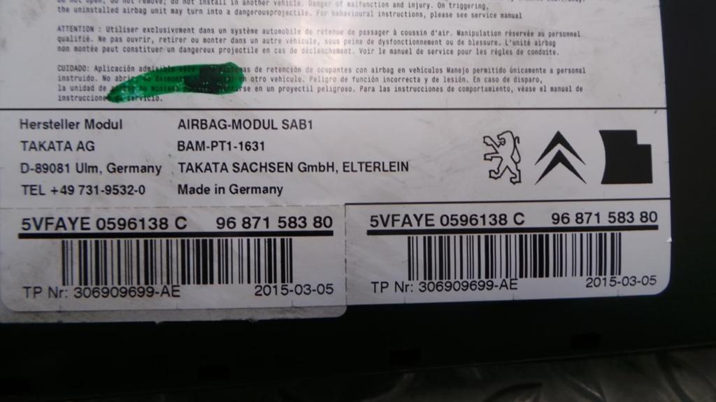CITROEN DS4 AIRBAG LINKS 2015, Ophalen of Verzenden, Gebruikt, Stiba lid