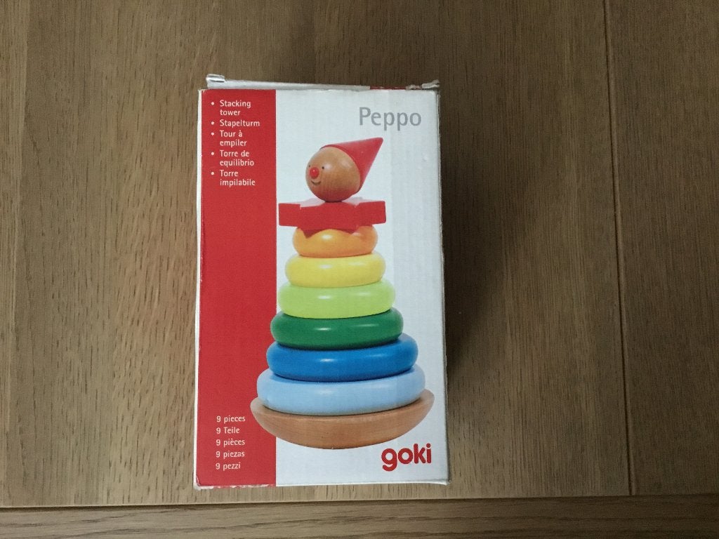 Houten stapeltoren Peppo, speelgoed (Goki), Ophalen of Verzenden, Zo goed als nieuw