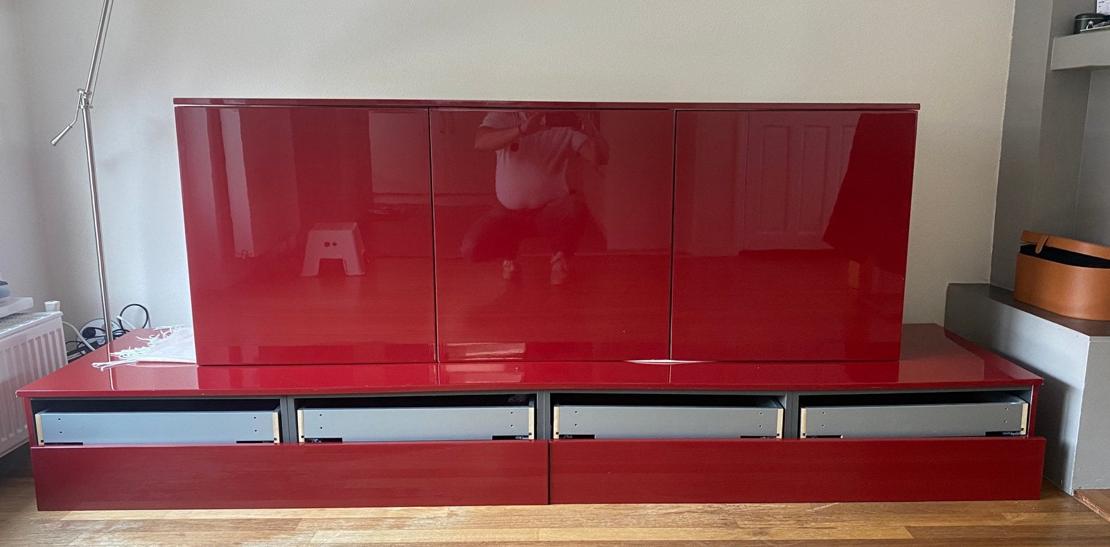 Audiomeubel hoogglans rood, Ophalen, Gebruikt, Design, 200 cm of meer