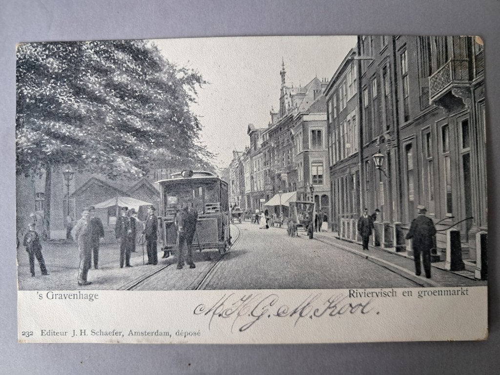 's Gravenhage - Riviervisch & Groenmarkt (Paardentram, 1904), Verzenden, Voor 1920, Gelopen, Zuid-Holland