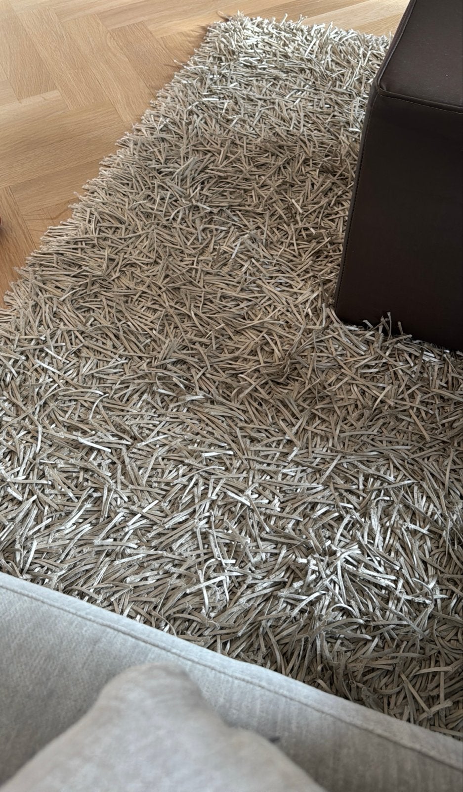 Ebru Shine de Luxe Vloerkleed - Champagne Zilver  290x250 cm, Ophalen, 100 tot 150 cm, 50 tot 100 cm, Zo goed als nieuw