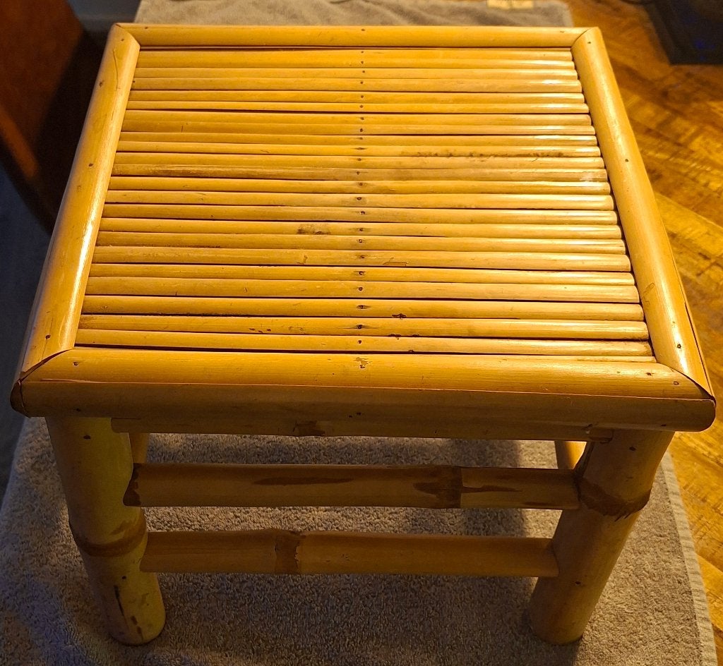 Vintage bamboe krukje / bijzettafeltje – Boho & Ibiza stijl, Ophalen, Zo goed als nieuw, Hout