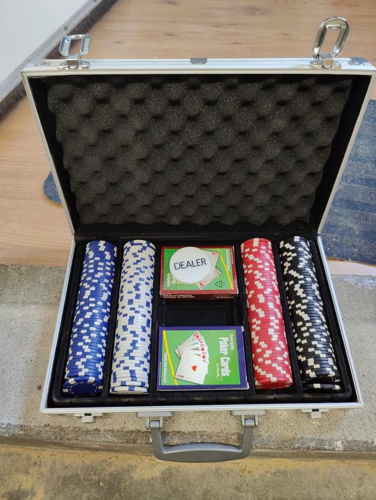 Complete Poker Set in Aluminium Koffer, Vijf spelers of meer, Ophalen of Verzenden, Zo goed als nieuw, Onbekend