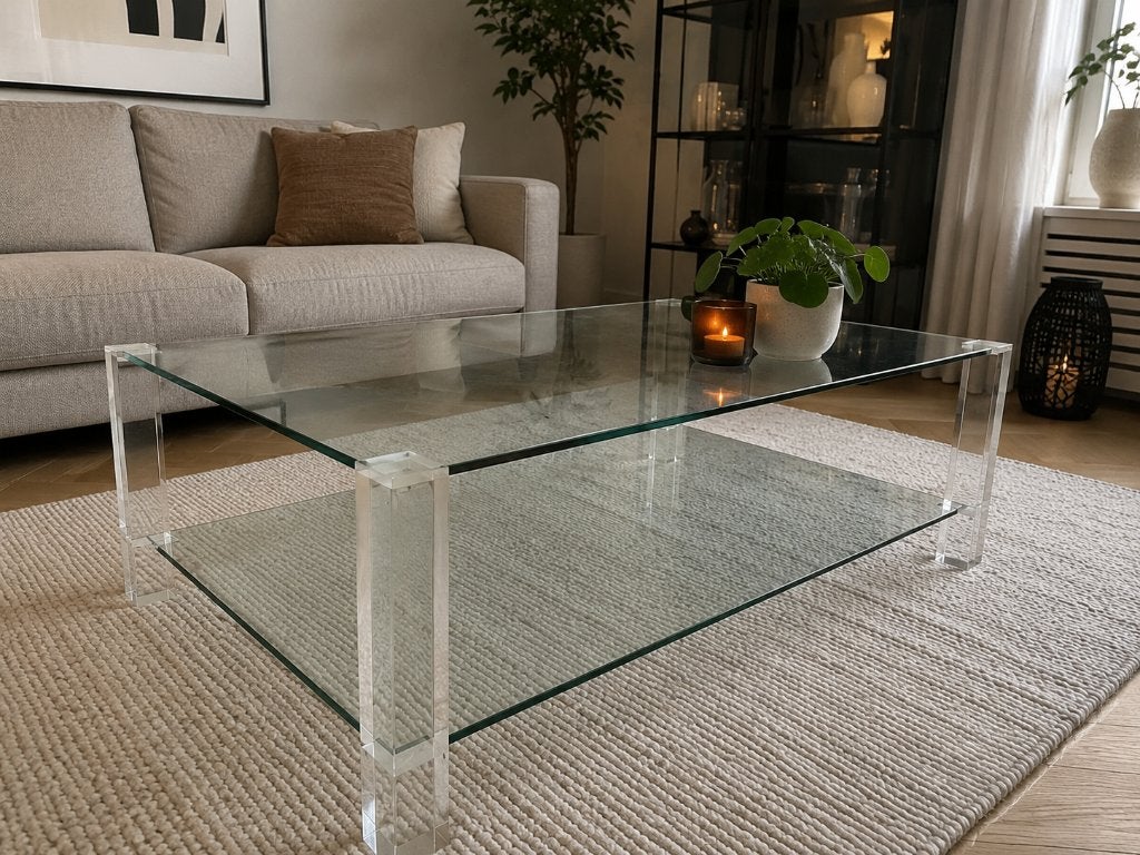 BOR Design Salontafel – Glas & Acryl – Design Salontafel, Huis en Inrichting, Tafels | Salontafels, Gebruikt, 5 – 50, 50 tot 100 cm