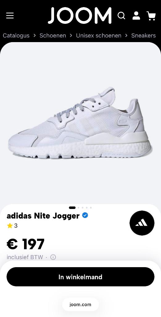Adidas sneakers  nite jogger wit maat 40 NIEUW, Wit, Nieuw, Ophalen of Verzenden, Sneakers of Gympen