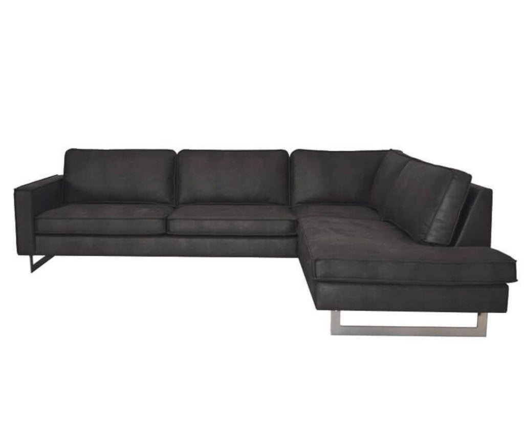 Riverdance Hoekbank Antraciet Leer | 290 x 217 cm, Ophalen, 250 tot 300 cm, Hoekbank, Zo goed als nieuw
