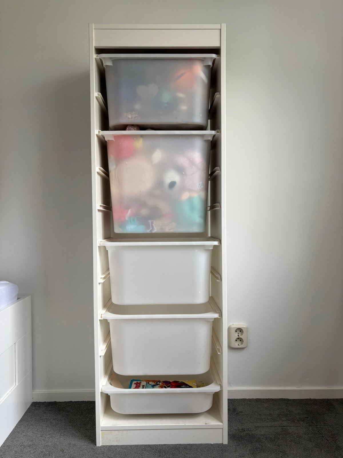 Trofast hoge witte kast met plastic bakken IKEA, Ophalen, Gebruikt, Minder dan 75 cm, Minder dan 50 cm