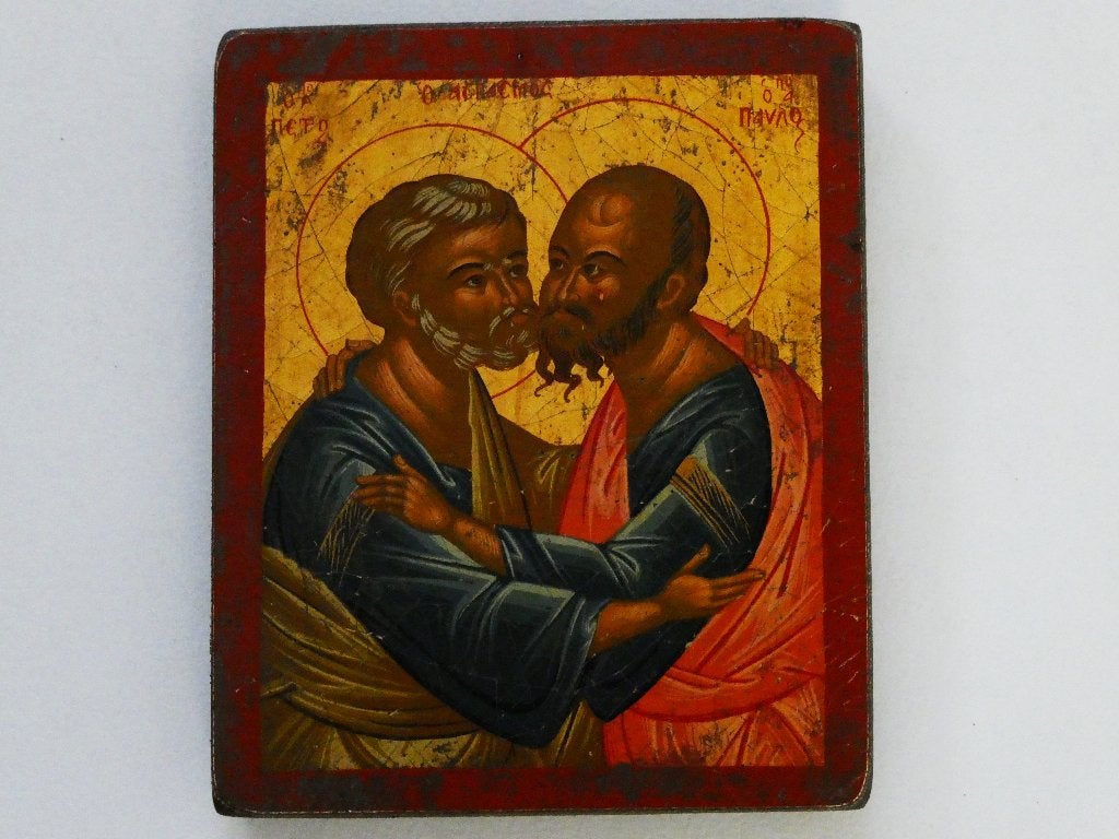 Grieks Orthodox icoon Heilige Apostelen Petrus en Paulus, Antiek en Kunst, Antiek | Religie, Ophalen of Verzenden