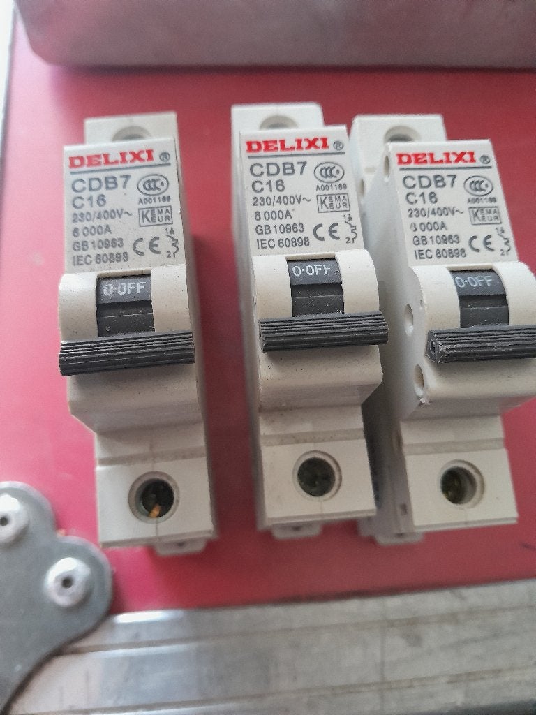 Delixi CDB7 1-polig C16 automaat (3x), Ophalen of Verzenden, Gebruikt, Overige merken, Installatieautomaat