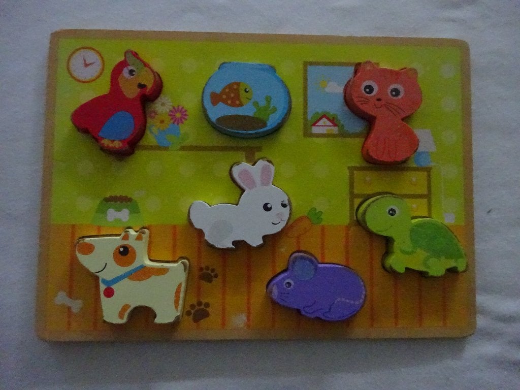 ( nr. 463 )  houten puzzel  /  vis, Ophalen of Verzenden, 10 tot 50 stukjes, Gebruikt