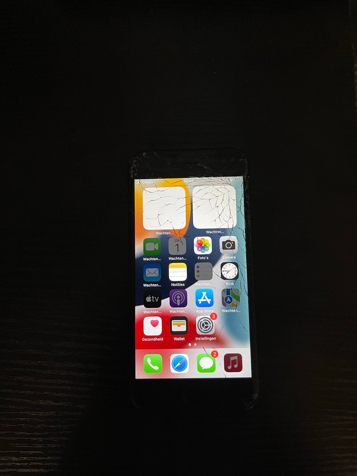 iPhone 7 32 GB - Scherm gebarsten, batterij 97%, Zwart, 32 GB, Ophalen of Verzenden, Niet werkend