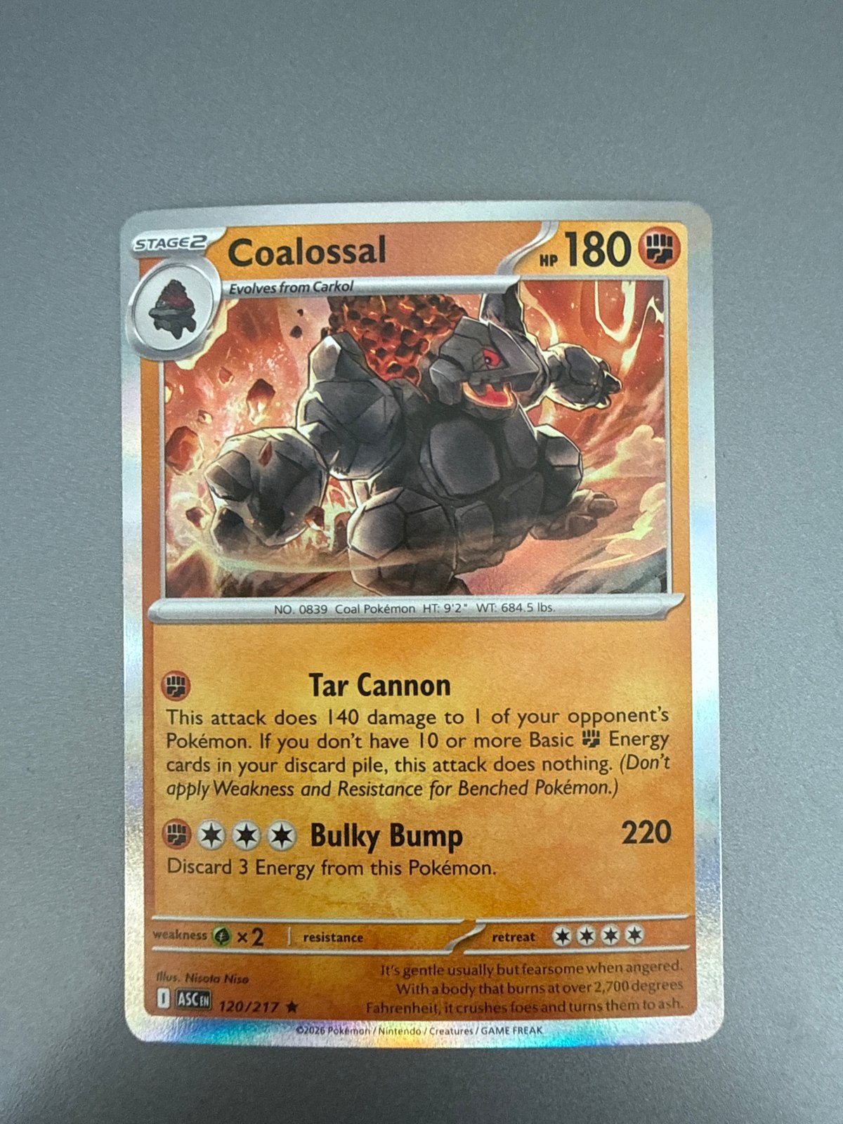 Pokémon TCG Coalossal 120/217 - Zeldzame Kaart, Ophalen of Verzenden, Zo goed als nieuw, Losse kaart