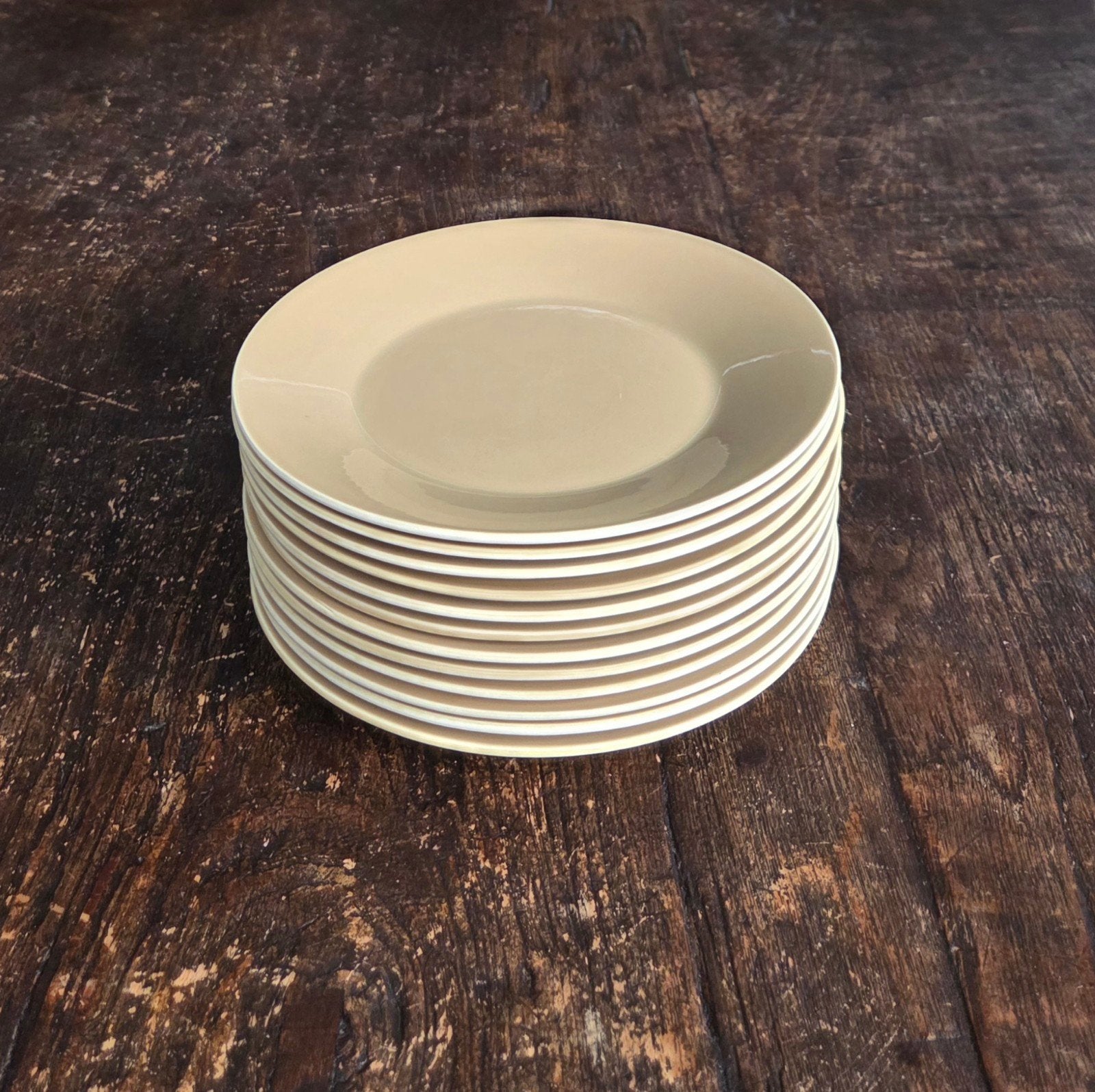 12 Vintage pastelgele Boch La Louvière borden, Ophalen