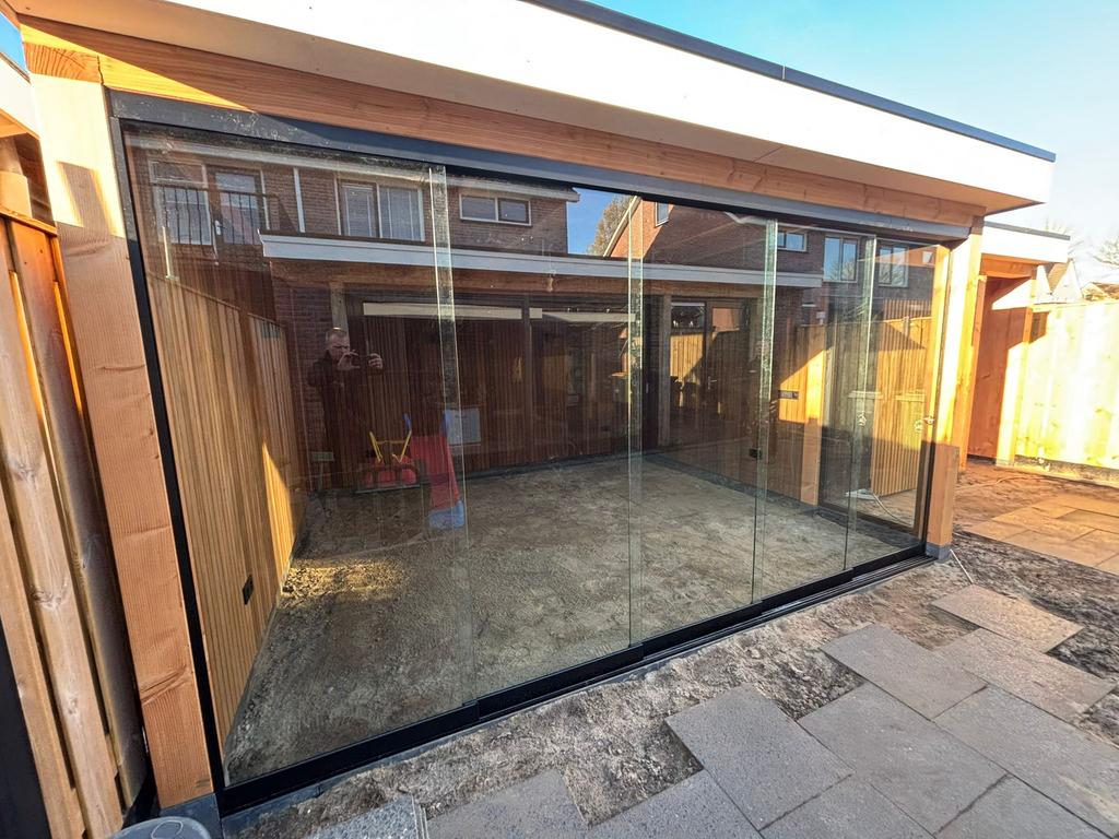 Glazen schuifwand 440 x 230 cm, Tuin en Terras, Overkappingen, Ophalen, Nieuw, Serre
