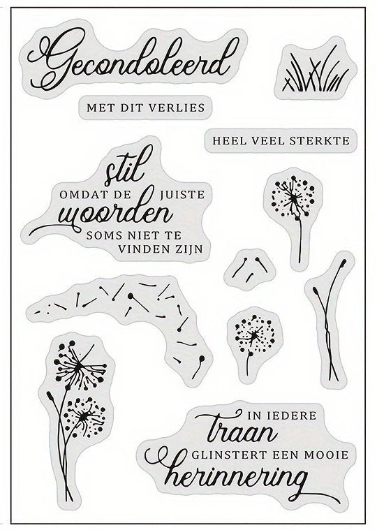 clear stamp Gecondoleerd en meer Nederlandse teksten NIEUW, Hobby en Vrije tijd, Stempelen, Ophalen of Verzenden, Nieuw, Clearstamp