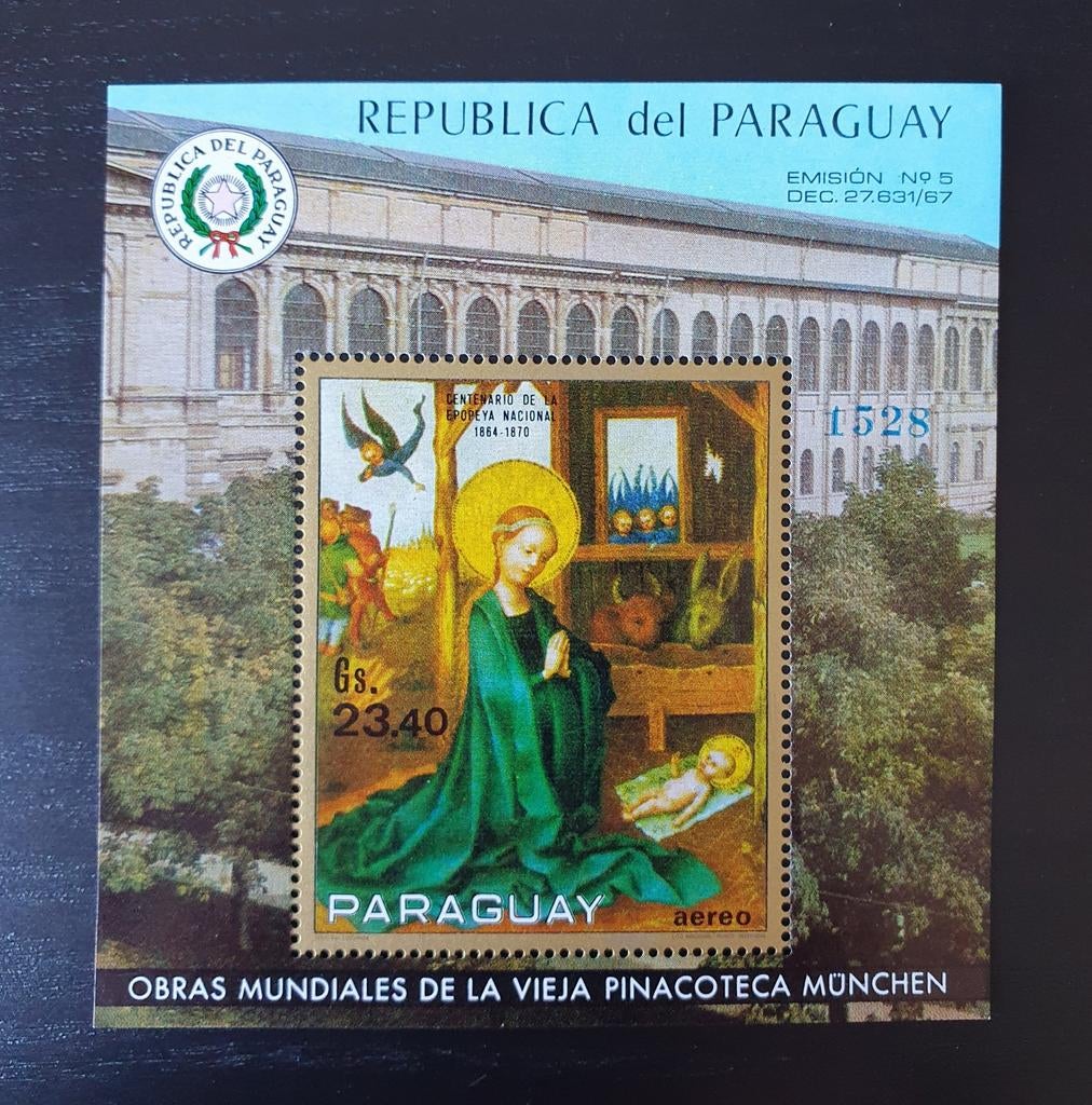 Paraguay 1970 Religie Kunst Schilderij Michel blok 143 pf, Postzegels en Munten, Postzegels | Thematische zegels, Verzenden, Postfris