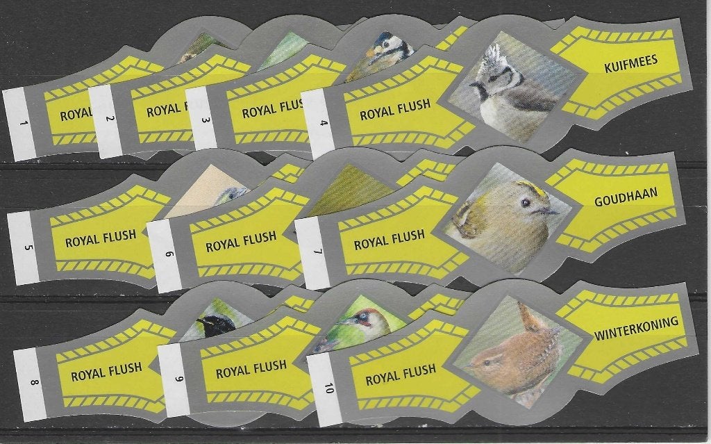 reeks  4571  vogels  1-10     sigarenbanden, Ophalen of Verzenden, Zo goed als nieuw, Sigarenbandjes