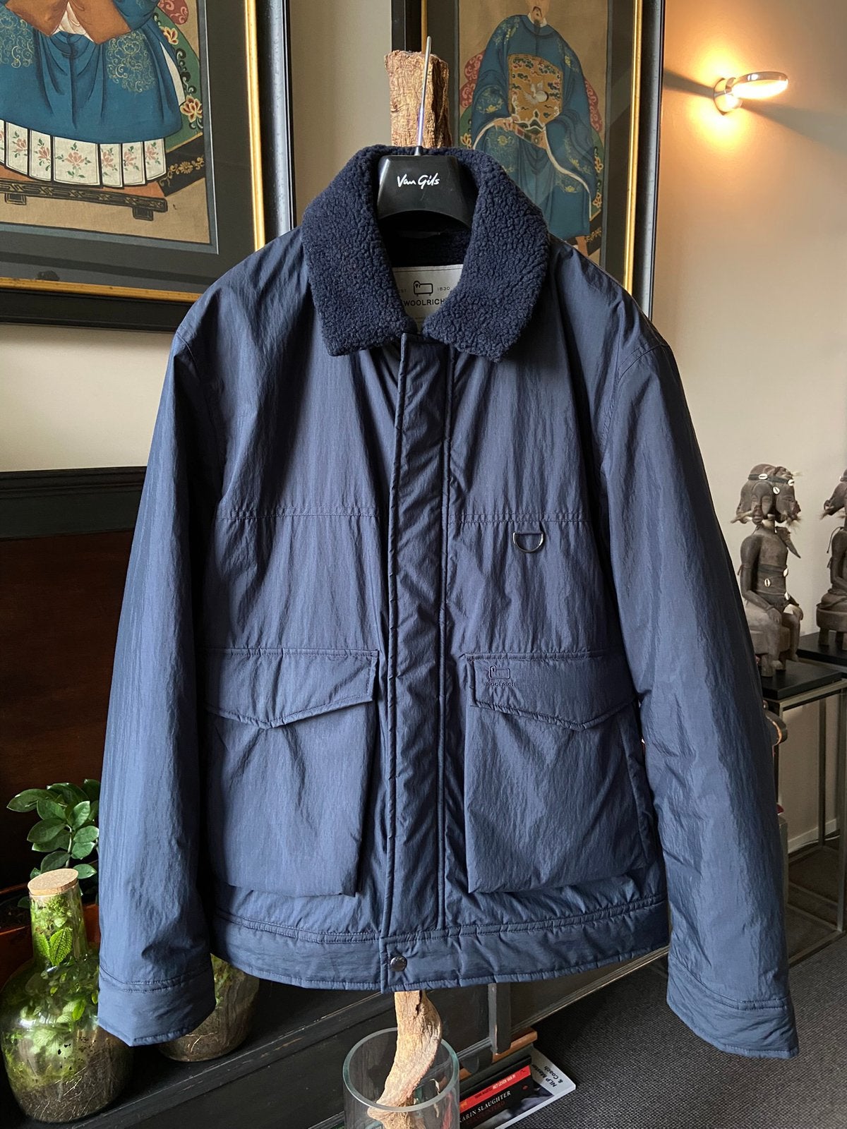 Woolrich ‘Ripstop Sherpa Trucker’ jacket (Navy, XL), Ophalen of Verzenden, Nieuw, Maat 56/58 (XL), Blauw