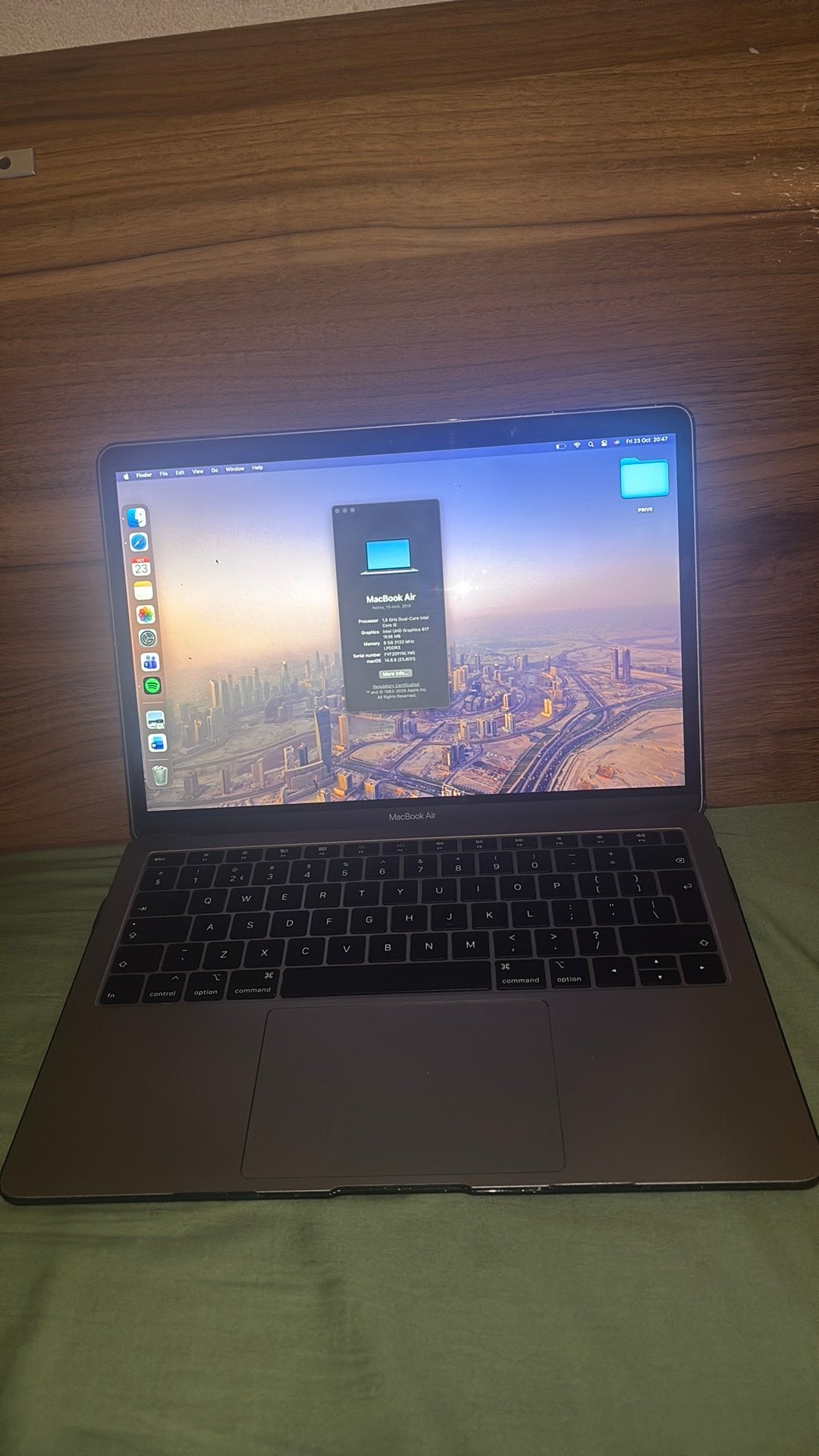 Macbook Air 2019 Space Gray 13 inch 13’, Ophalen, Gebruikt, Qwerty, 8 GB