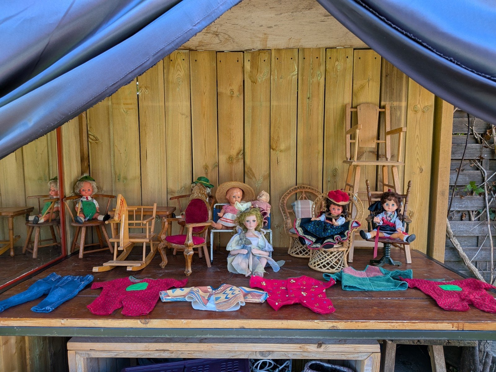 Grote partij vintage poppen & poppenmeubels, Ophalen, Gebruikt