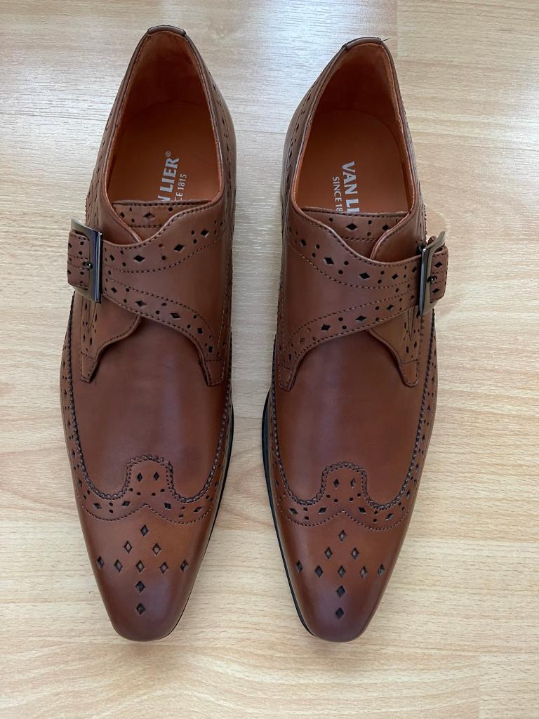 Prachtige cognac lederen leder enkele gesp schoenen Van Lier, Bruin, Van Lier, Nieuw, Ophalen of Verzenden