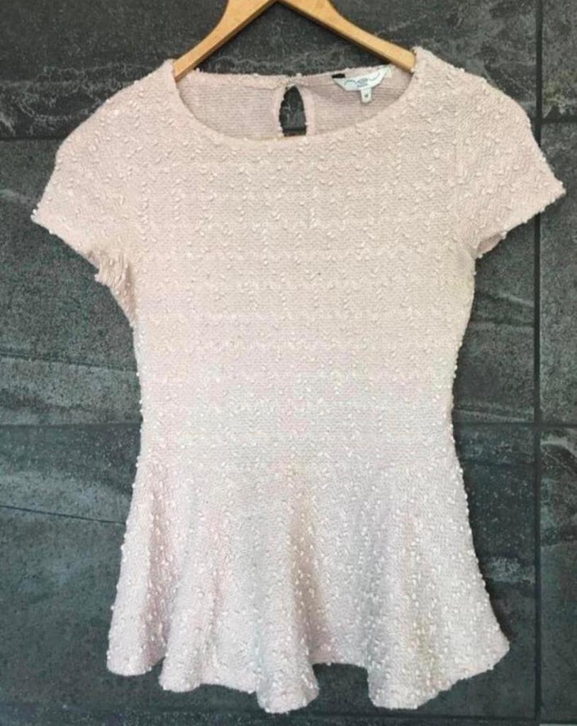 Lichtroze Peplum Top met Korte Mouwen maat S, Nieuw, Ophalen of Verzenden, Korte mouw, Roze