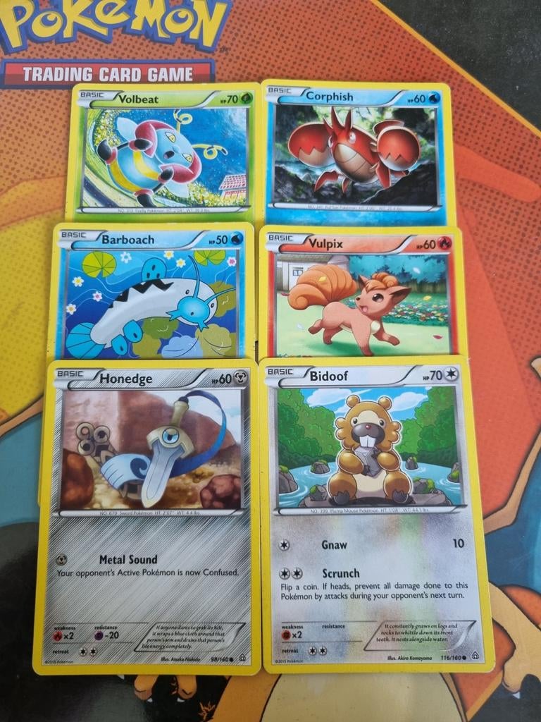 Pokémon Kaarten Bidoof, Vulpix, Honedge primal clash, Ophalen of Verzenden, Gebruikt, Meerdere kaarten