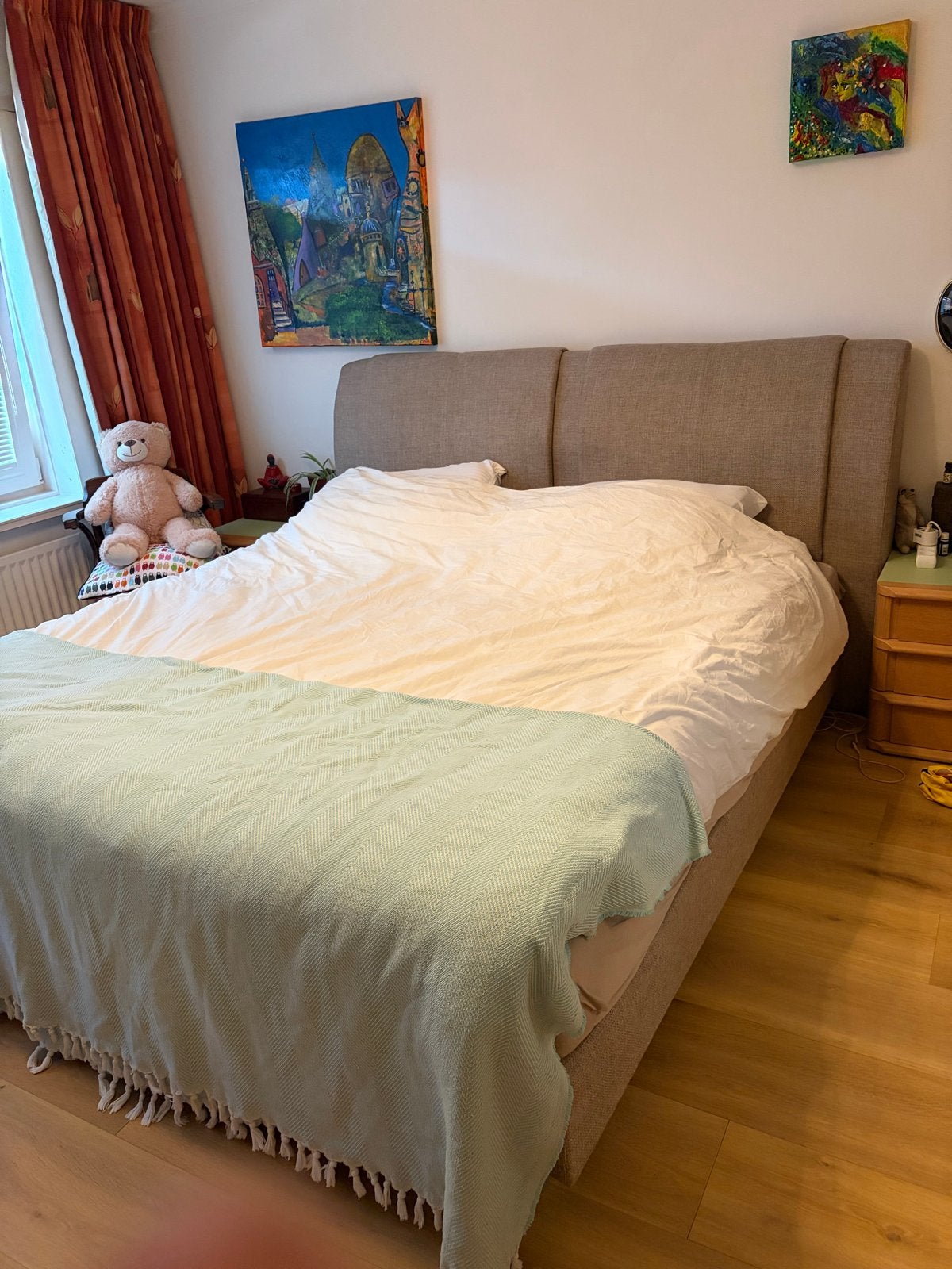 Tweepersoons boxspring 200x180, Ophalen, Gebruikt, Tweepersoons, 180 cm