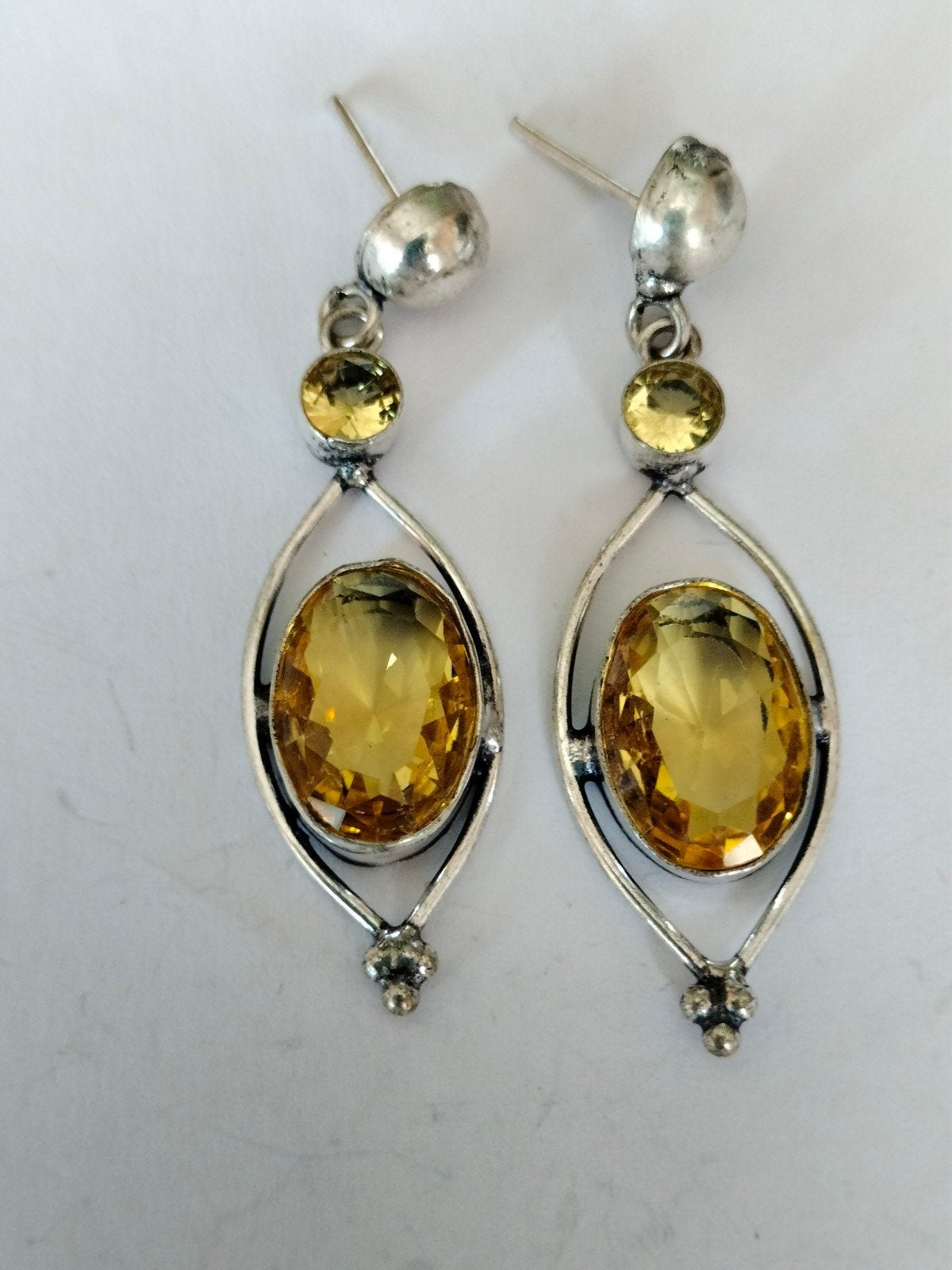 Zilveren oorbellen met citrine, Sieraden, Tassen en Uiterlijk, Oorbellen, Verzenden, Geel, Nieuw, Met edelsteen