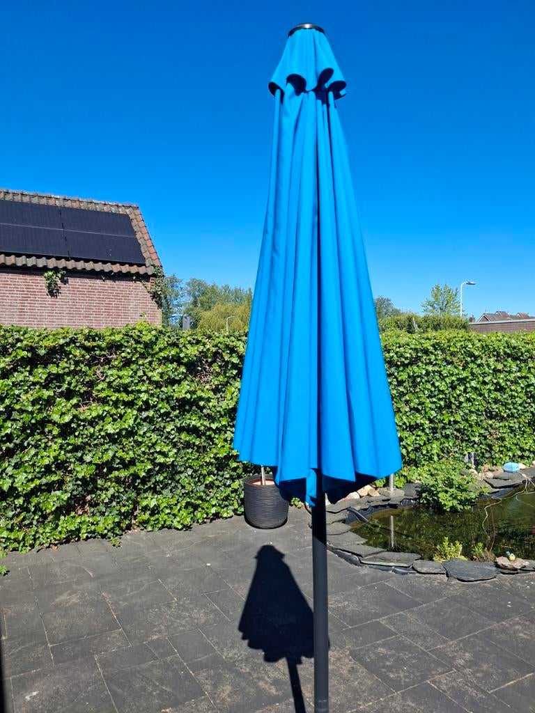 Parasol azuur blauw, Ophalen of Verzenden, Gebruikt, 1 tot 2 meter