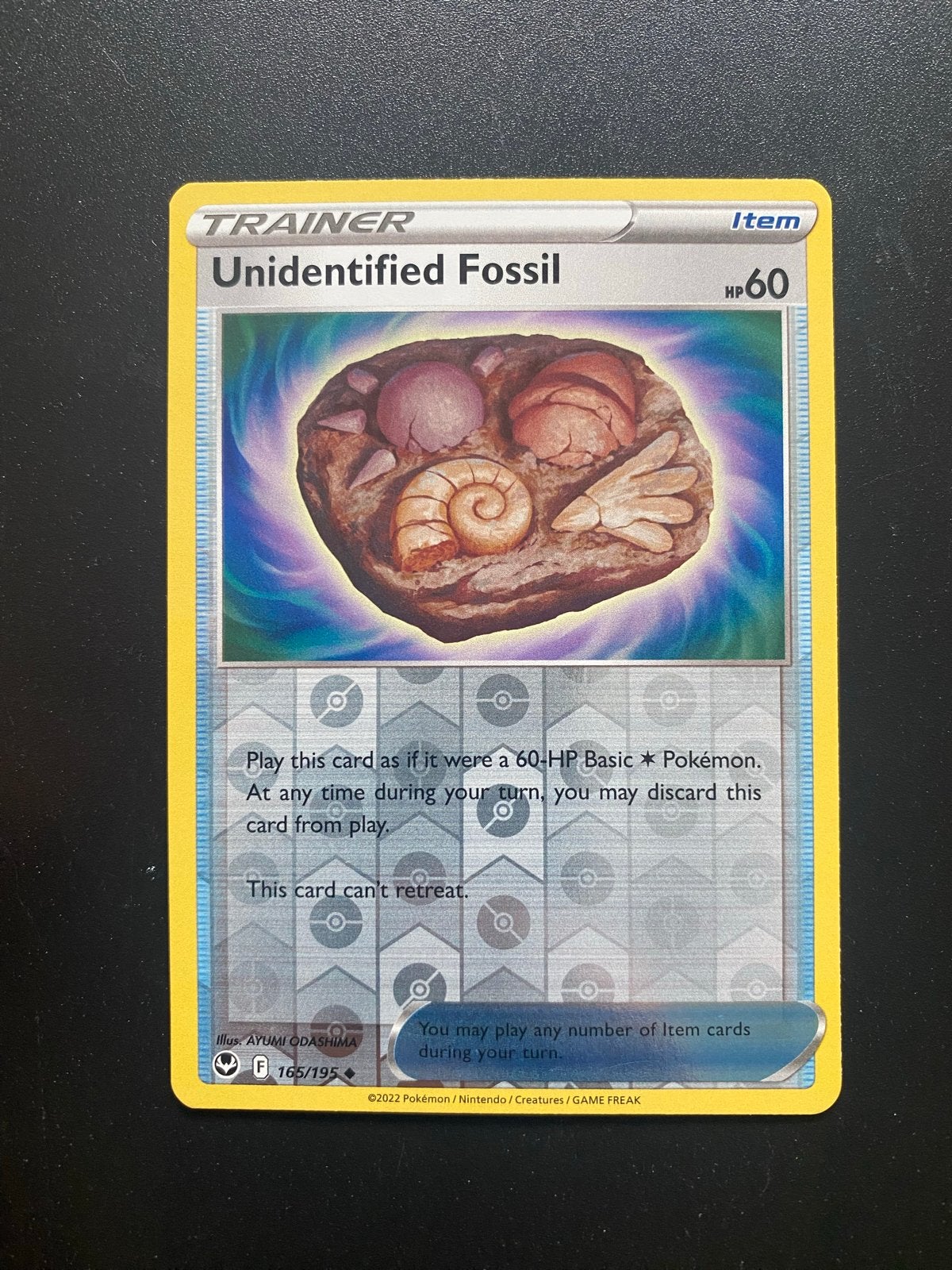 Unidentified Fossil 165/195 Rev. Holo Pokémon Silver Tempest, Ophalen of Verzenden, Zo goed als nieuw, Losse kaart, Foil
