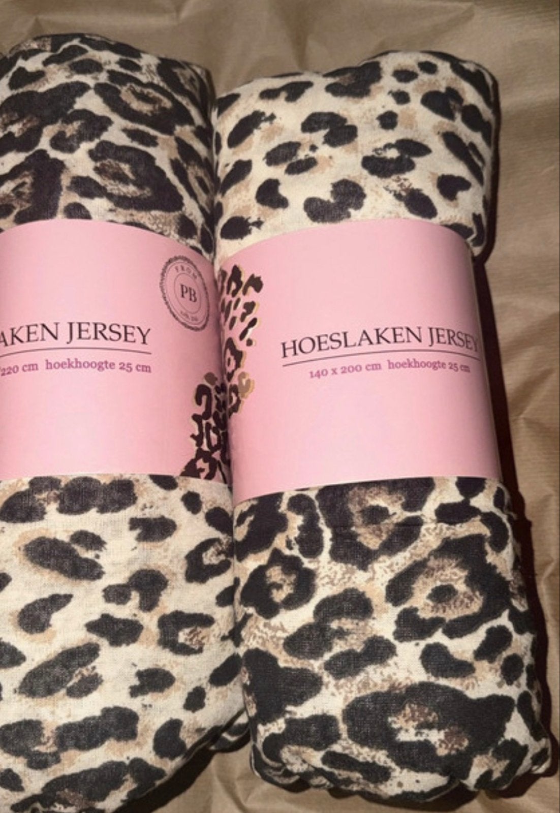 Hoeslaken Jersey Panterprint 140x200 cm, Hoeslaken of Sloop, Overige merken, Wasbaar, Meerkleurig