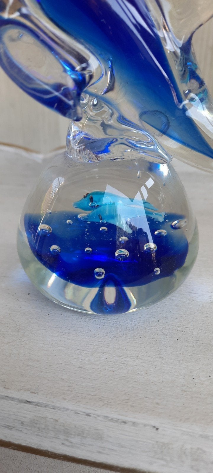Glazen dolfijn beeldje - Blauw en transparant, Antiek en Kunst, Ophalen of Verzenden