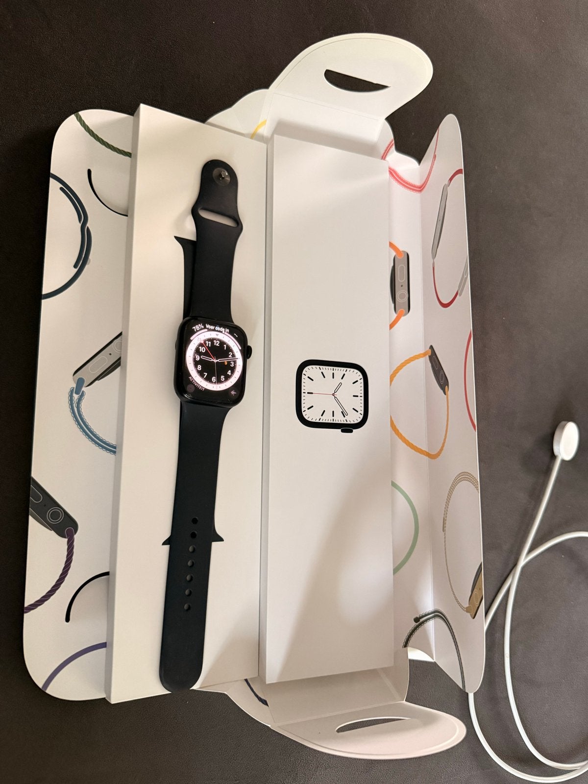 Apple Watch Series 7 (45mm) -, Sieraden, Tassen en Uiterlijk, Smartwatches, Hartslag, Zwart, IOS, Ophalen of Verzenden