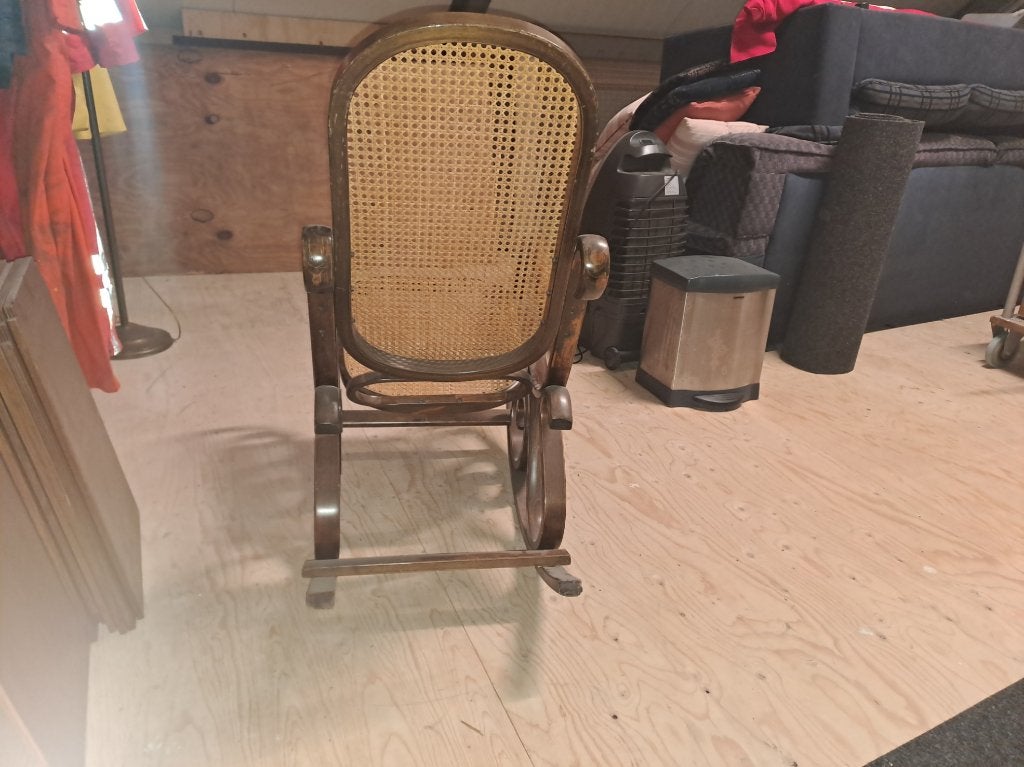 Schommelstoel, Huis en Inrichting, Stoelen, Ophalen, Gebruikt, Bruin, Schommel met riet