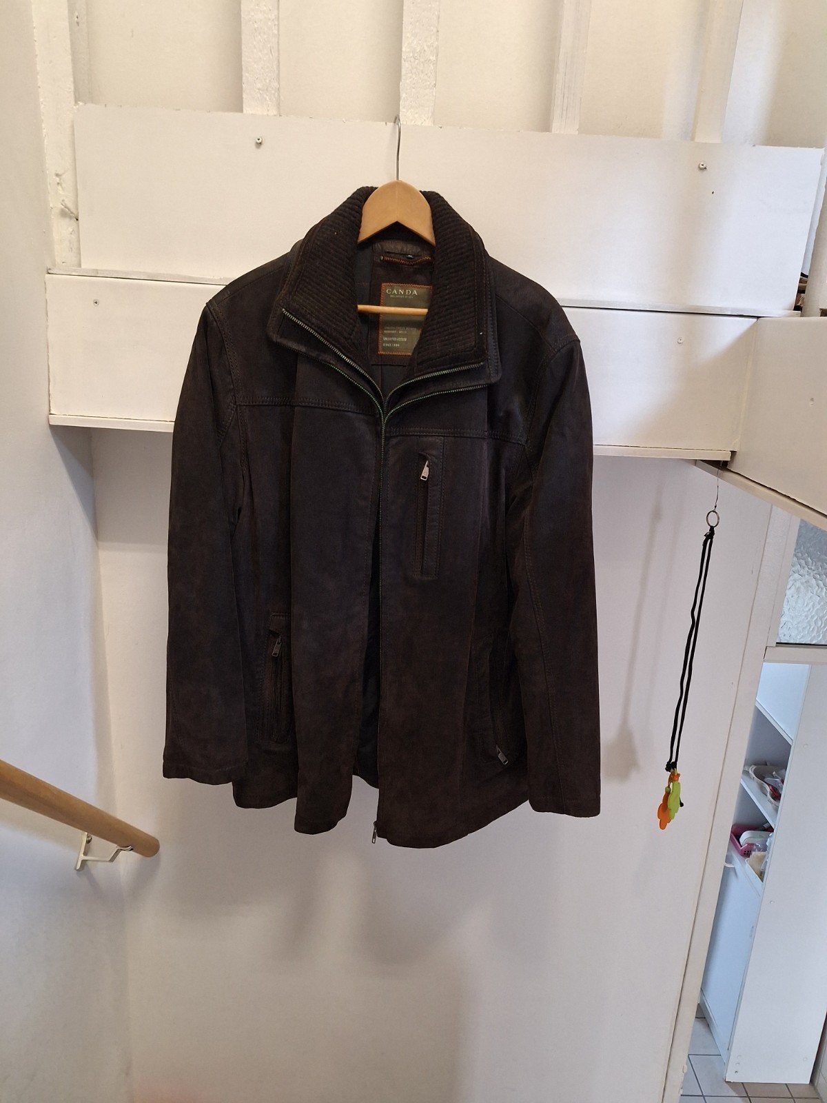 suede heren winterjas, Ophalen, Maat 52/54 (L), Bruin, Zo goed als nieuw