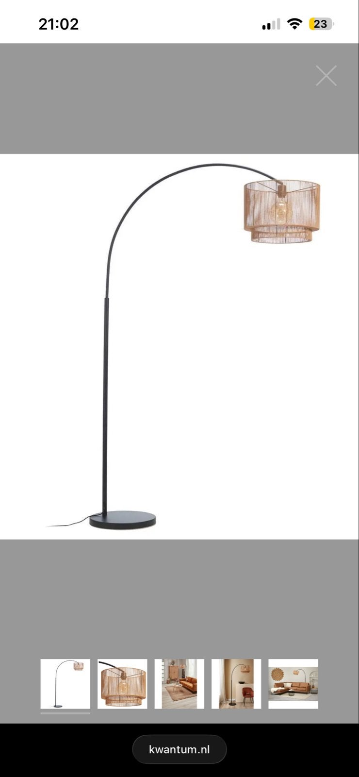 Vloerlamp Cilen - Kwantum, Ophalen, E27 (groot), Zo goed als nieuw, Metaal