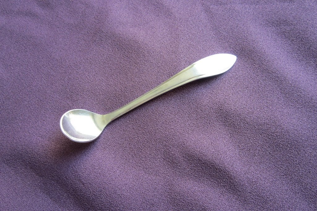 Mosterdschepje/kruidenlepeltje 10cm Gero Zilmeta 718, Gebruikt, Gero, Los bestek, Ophalen of Verzenden