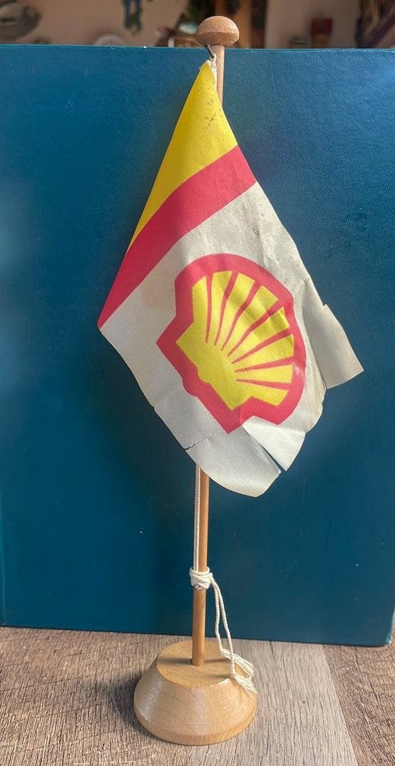 Vintage Shell tafelvlag jaren ‘70, Ophalen of Verzenden, Gebruikt