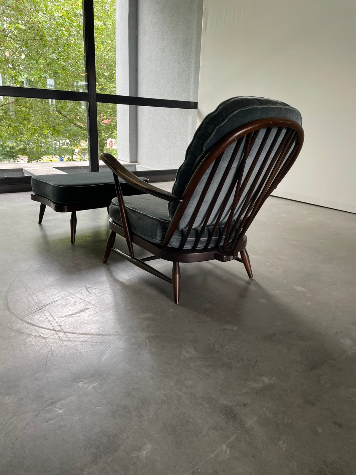 Ercol windsor fauteuil jaren 60 met voetenbank, Ophalen, ., 2de hands, 75 tot 100 cm