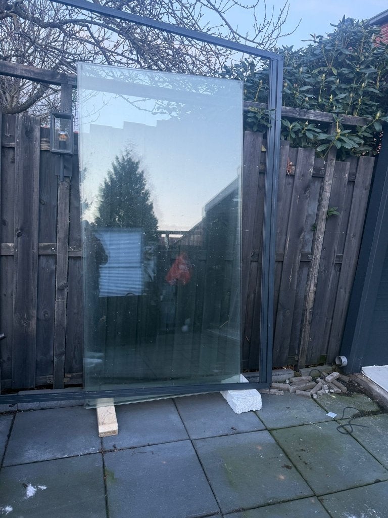 2x glaspaneel 105,50 cmx211cm x Dik 1, Doe-het-zelf en Verbouw, Kozijnen en Schuifpuien, Gebruikt, Raamkozijn, Hout, Ophalen