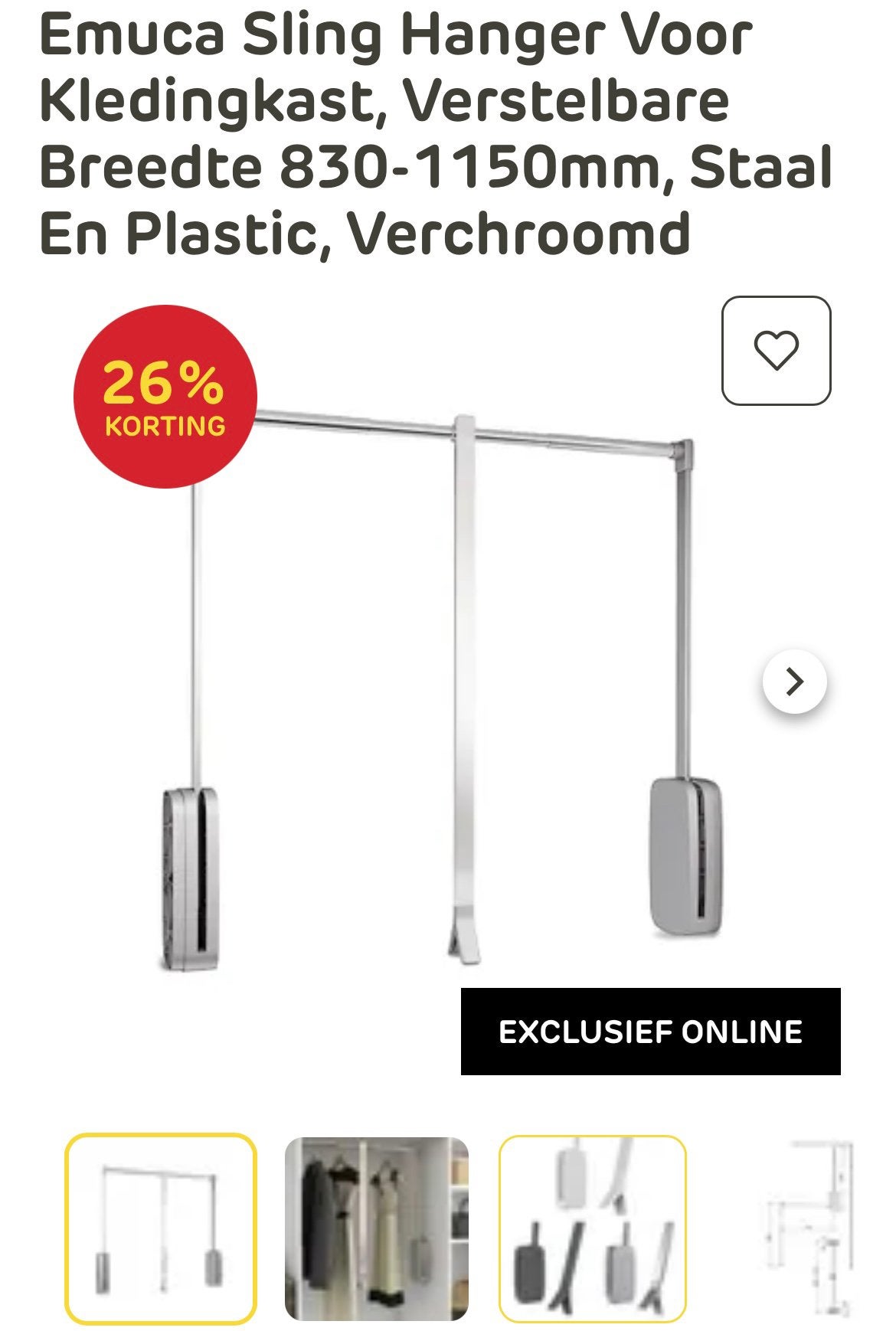 Nieuwe garderobelift / kledinglift voor kledingkast, Huis en Inrichting, Ophalen, Nieuw, 50 tot 100 cm, 150 tot 200 cm