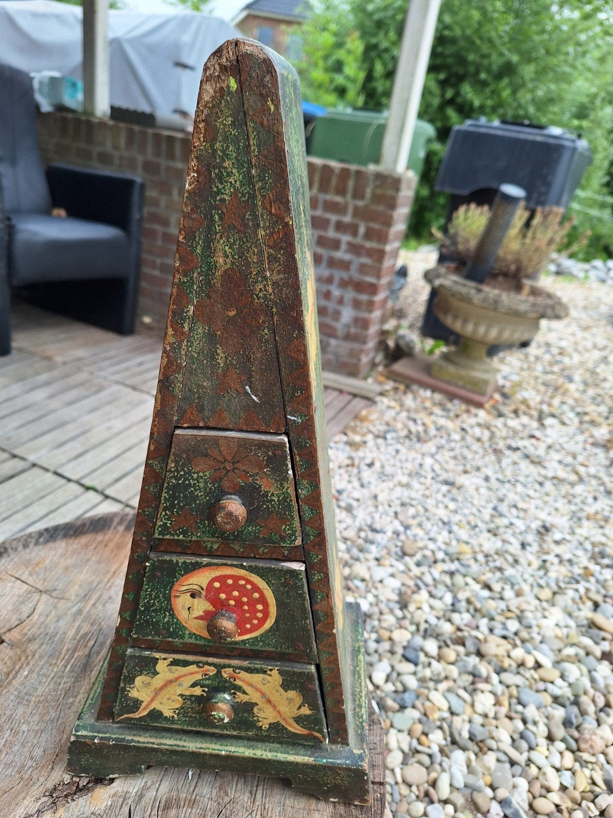 Vintage Retro Houten Piramide Sieradenkastje, Ophalen of Verzenden
