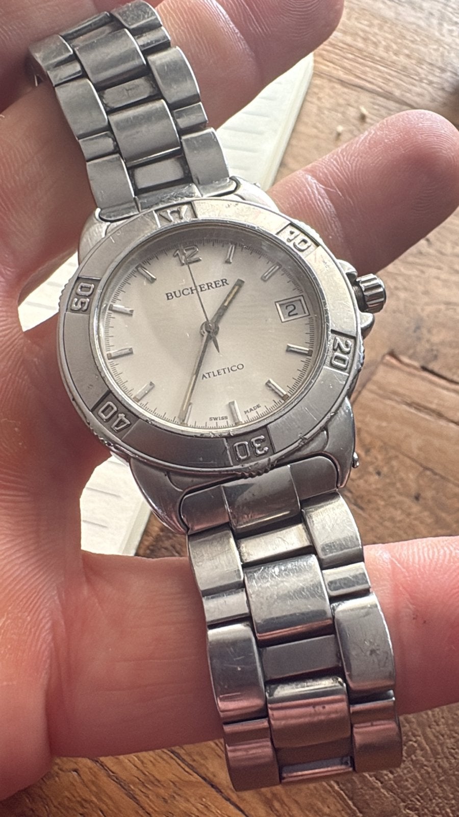 Bucherer Atletico Herenhorloge - Roestvrij Staal, Overige merken, Gebruikt, Staal, Polshorloge