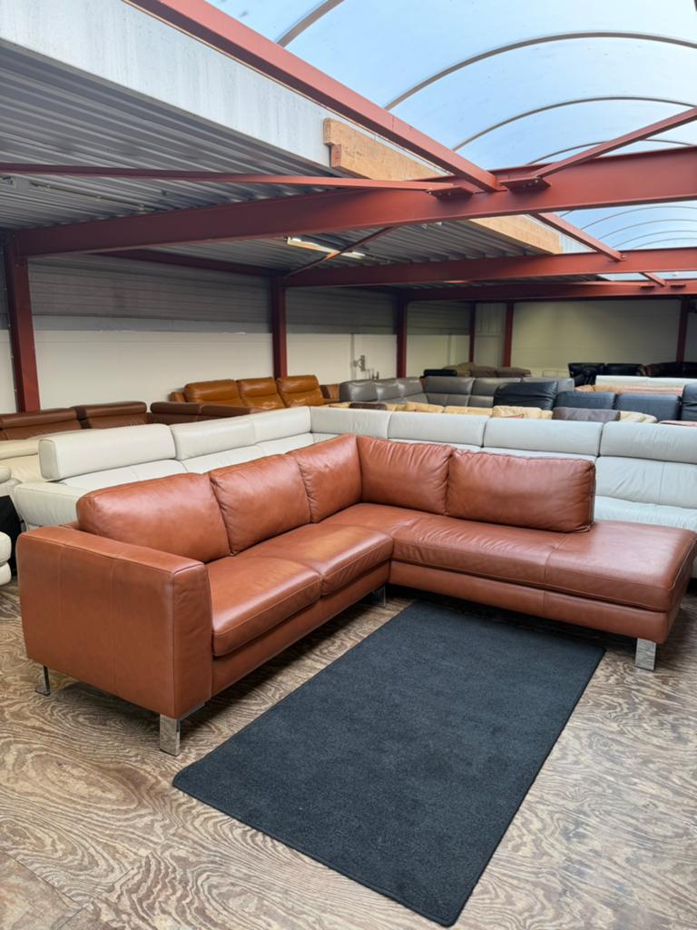 Cognac bruin leren hoekbank bankstel leer bank Z.G.A.N., 2871SK, 125 cm of meer, Mariansoliak8@gmail.com, Ophalen of Verzenden