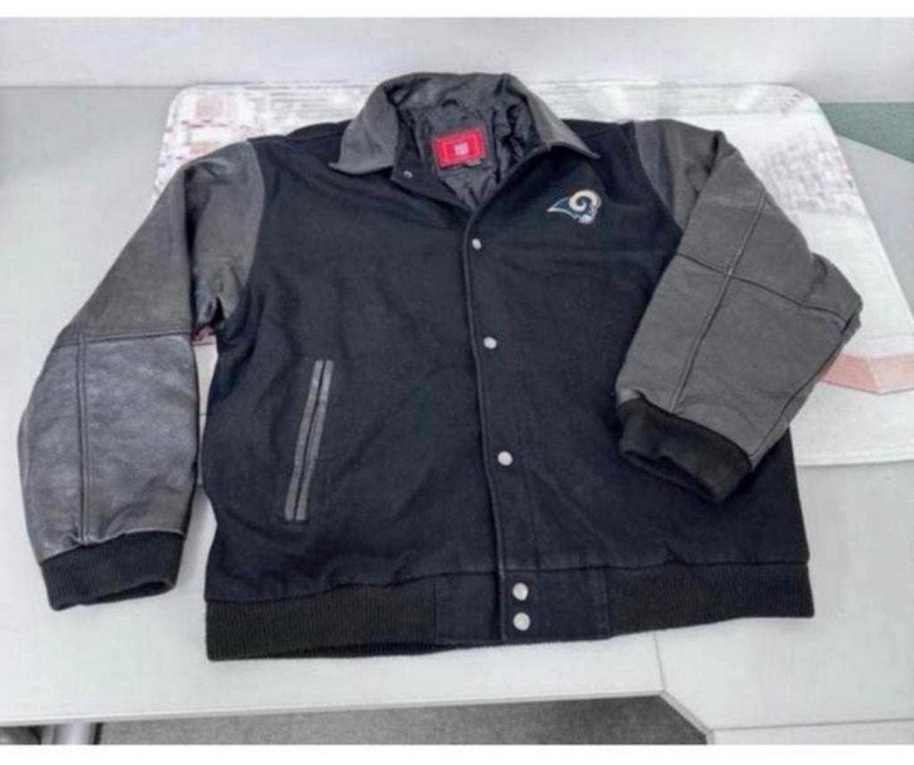 NFL American Football Los Angles Rams jacket L-G vest rugby, Maat 52/54 (L), Zwart, Ophalen of Verzenden, Zo goed als nieuw