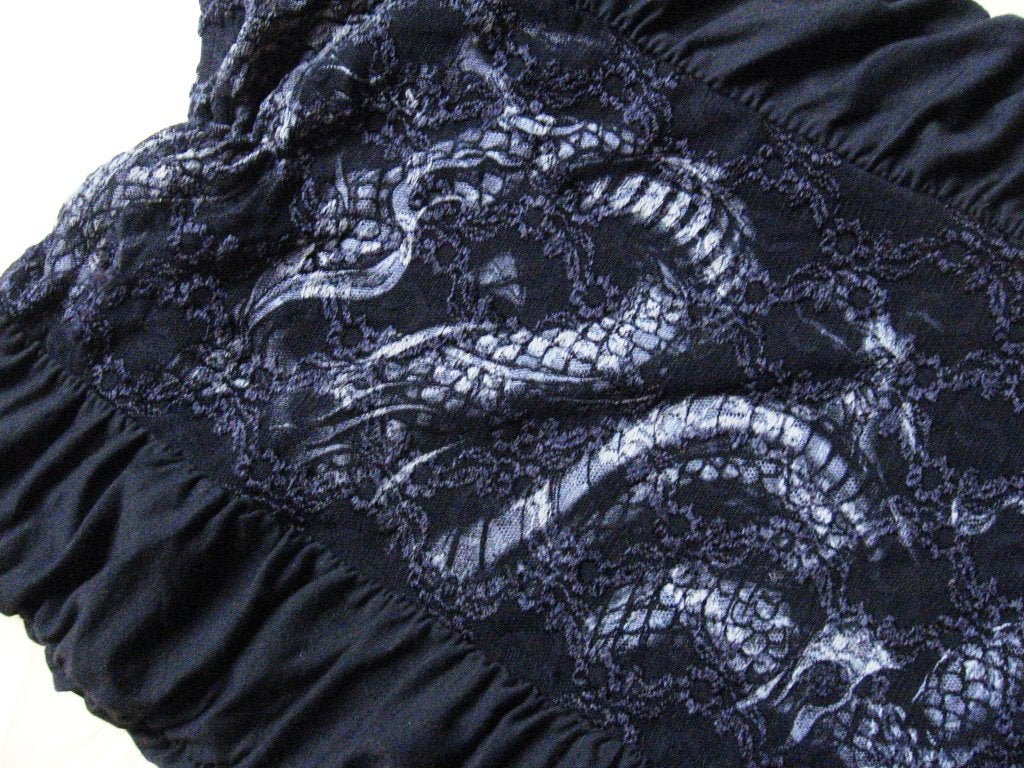 Strapless jurkje Alchemy met draak vormt mooi om bovenlijf, Maat 38/40 (M), Alchemy, Zwart, Ophalen of Verzenden