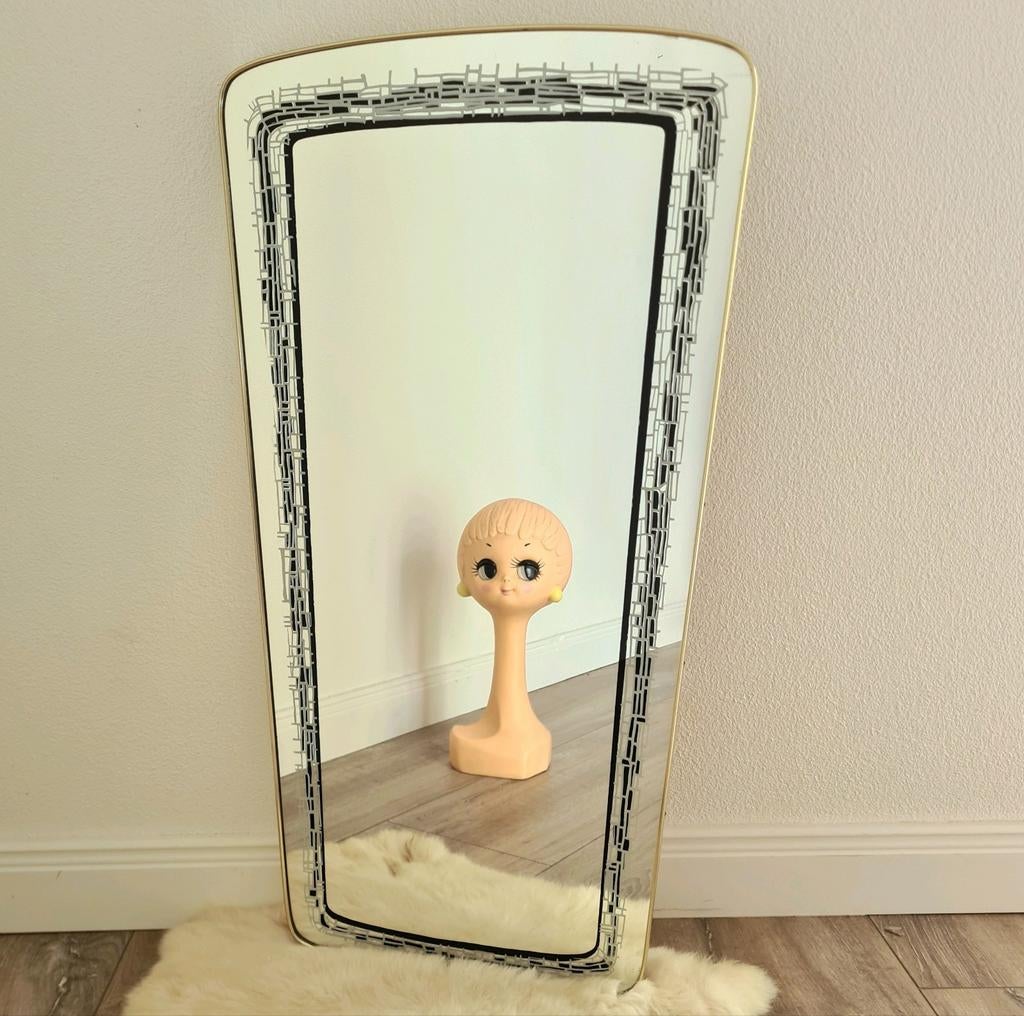Spiegel vintage retro midcentury hout design deens mirror, Ophalen of Verzenden, Rechthoekig, Minder dan 50 cm, Minder dan 100 cm
