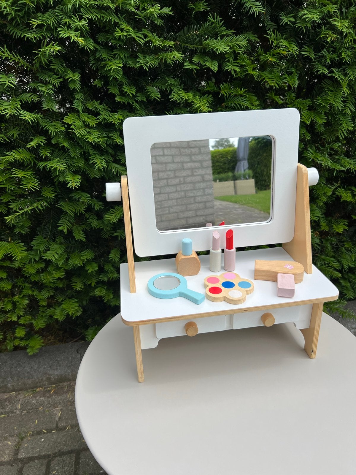 Kinder mini make-up kaptafel met spiegel en accessoires, Ophalen of Verzenden, Gebruikt, Meisje